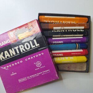 Prang Kant Roll Crayons Pressed Vintage USA 7 Colors‎ 9378 Flat Side Box Set